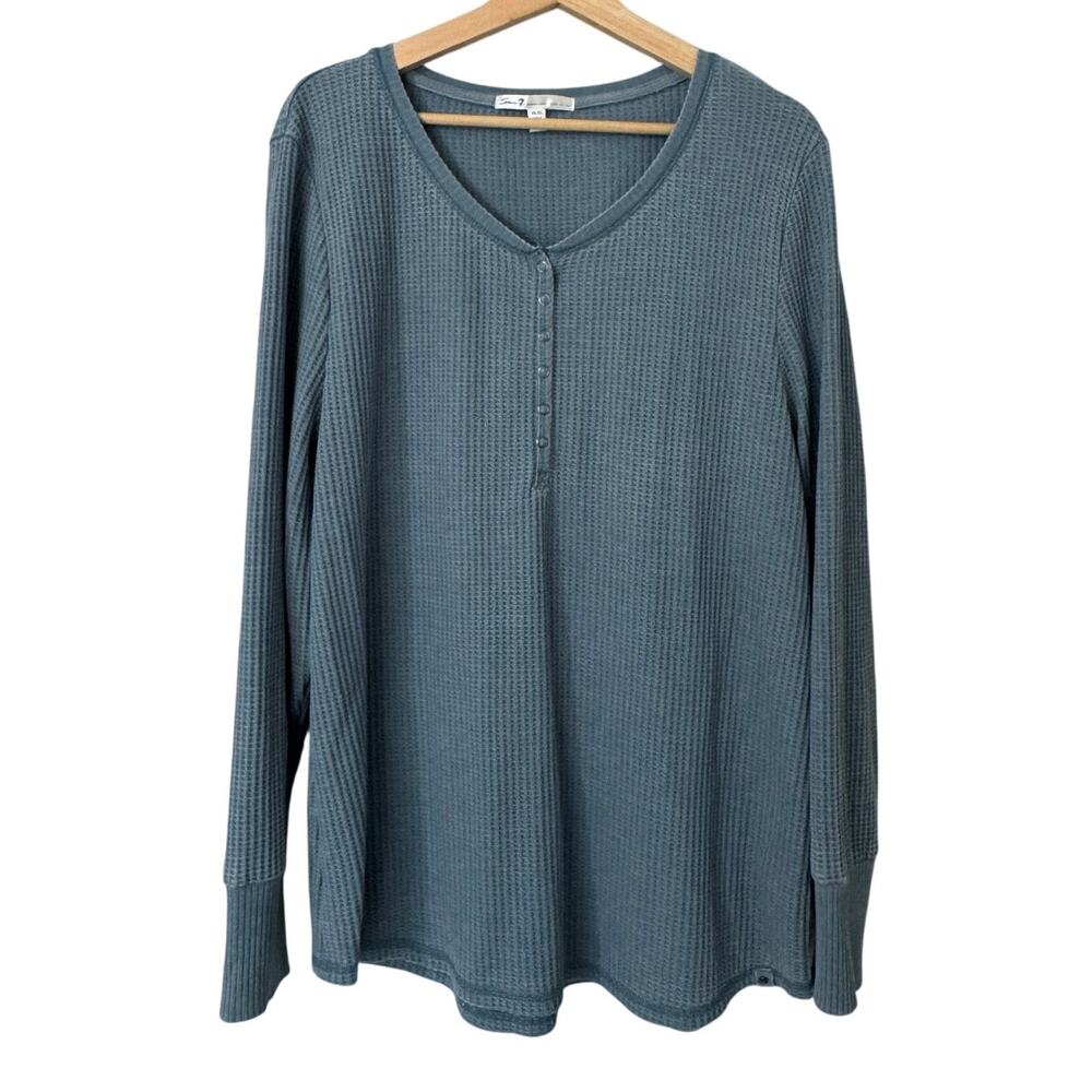 Seven7 V-Neck Thermal Waffle Knit Henley Shirt Size XXL
